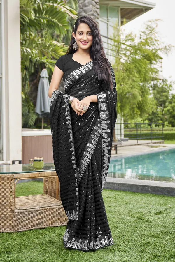 Black_Georgette_Sequin_Embroidered_Bollywood_Saree_For_Women_|_With_Blouse_Piece