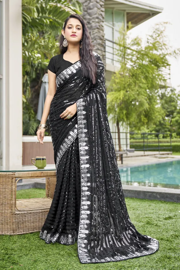 Black_Georgette_Sequin_Embroidered_Bollywood_Saree_For_Women_|_With_Blouse_Piece