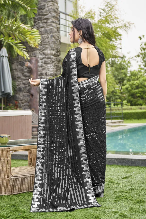 Black_Georgette_Sequin_Embroidered_Bollywood_Saree_For_Women_|_With_Blouse_Piece