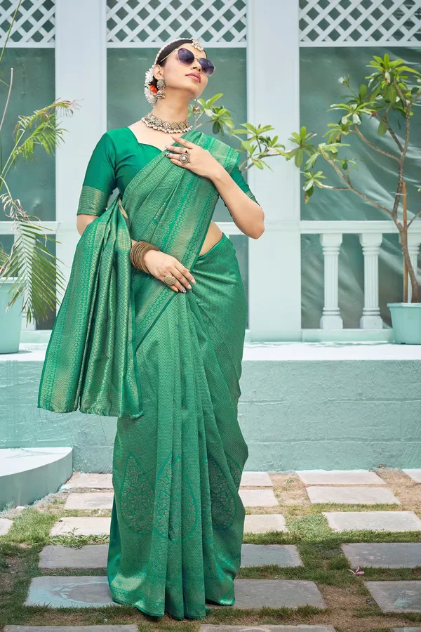 Light_Green_Georgette_Woven_Banarasi_Jacquard_Saree_For_Women_|_With_Blouse_Piece