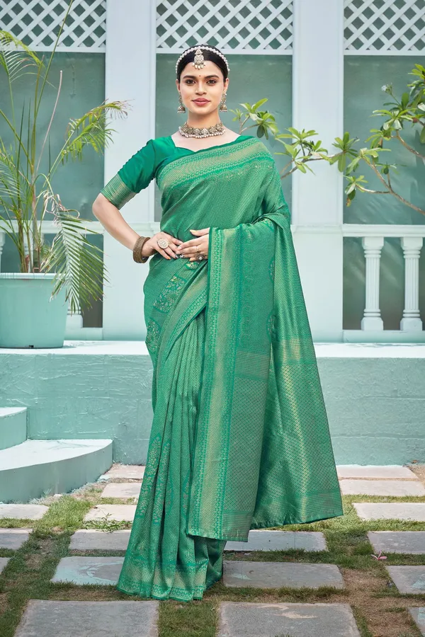 Light_Green_Georgette_Woven_Banarasi_Jacquard_Saree_For_Women_|_With_Blouse_Piece