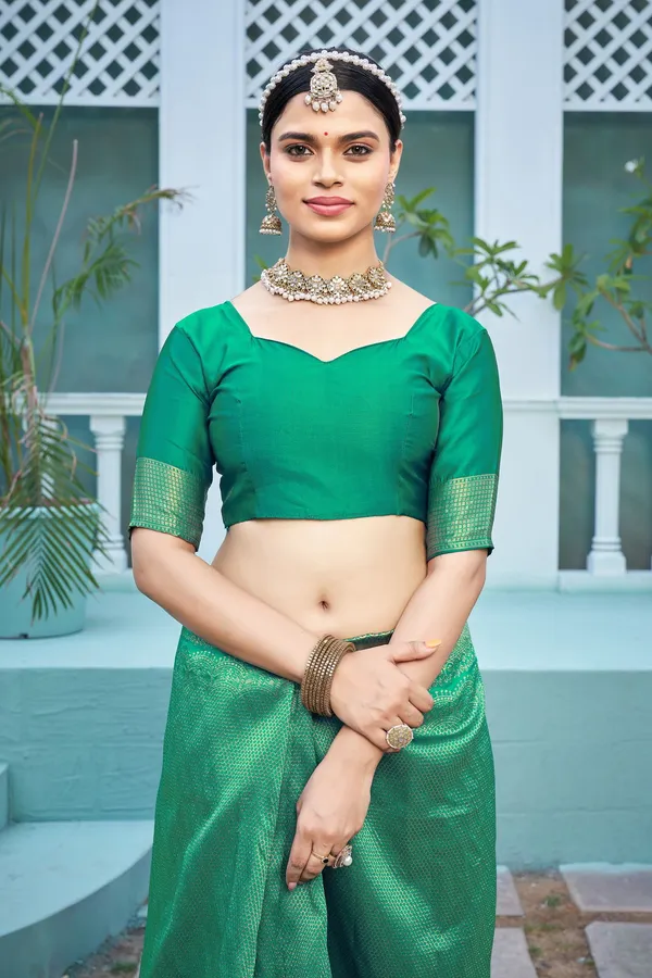 Light_Green_Georgette_Woven_Banarasi_Jacquard_Saree_For_Women_|_With_Blouse_Piece