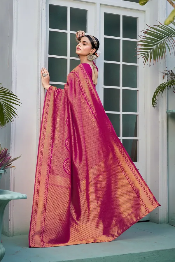 Purple_Georgette_Banarasi_Jacquard_Floral_Woven_Saree_For_Women_|_With_Blouse_Piece