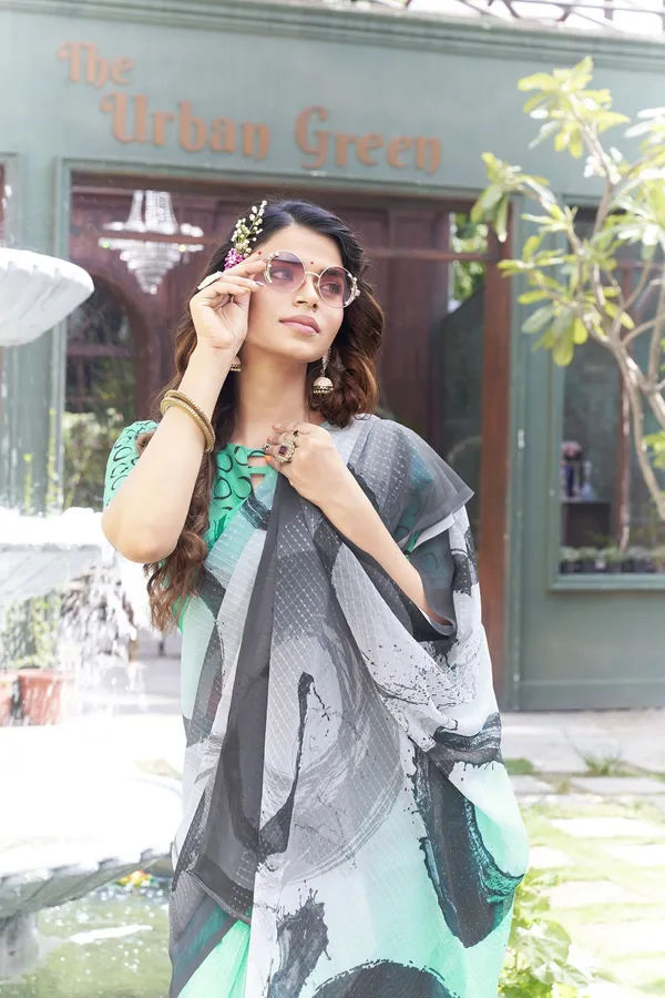Light_Green_Black_Georgette_Sequin_Digital_Print_Saree_For_Women_|_With_Blouse_Piece