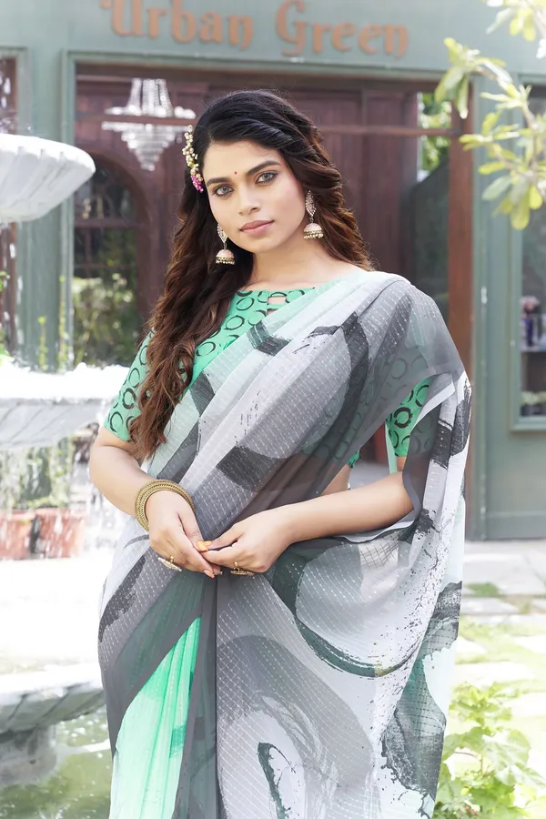 Light_Green_Black_Georgette_Sequin_Digital_Print_Saree_For_Women_|_With_Blouse_Piece