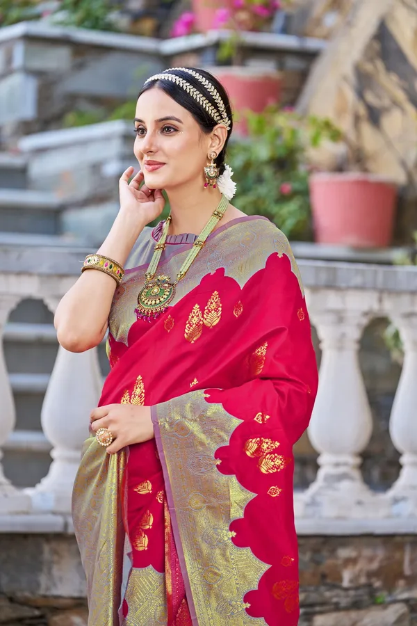 Pink_Grey_Georgette_Woven_Banarasi_Jacquard_Saree_For_Women_|_With_Blouse_Piece