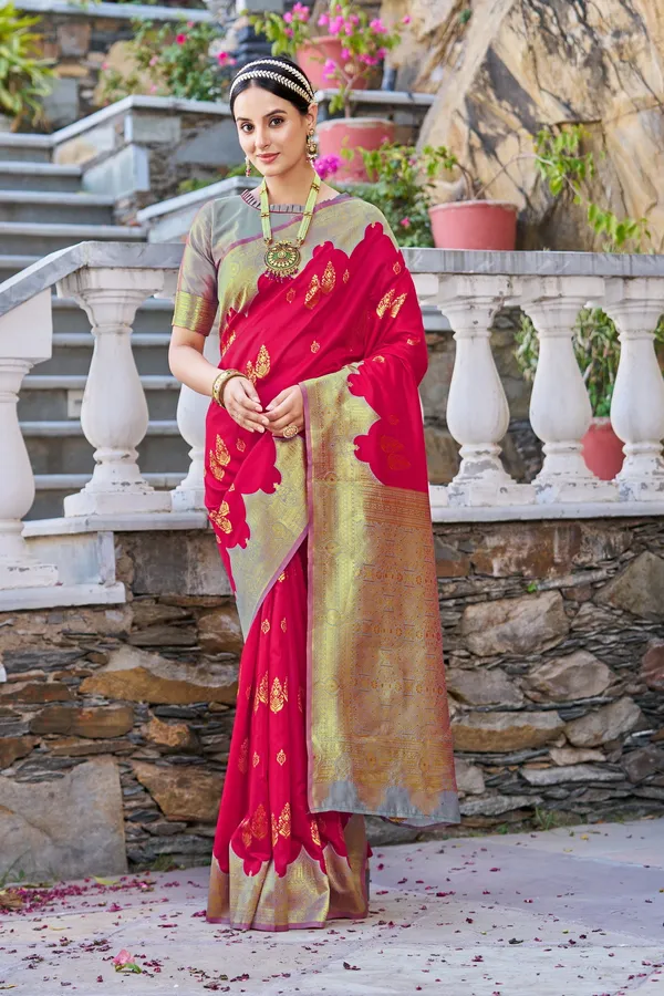 Pink_Grey_Georgette_Woven_Banarasi_Jacquard_Saree_For_Women_|_With_Blouse_Piece