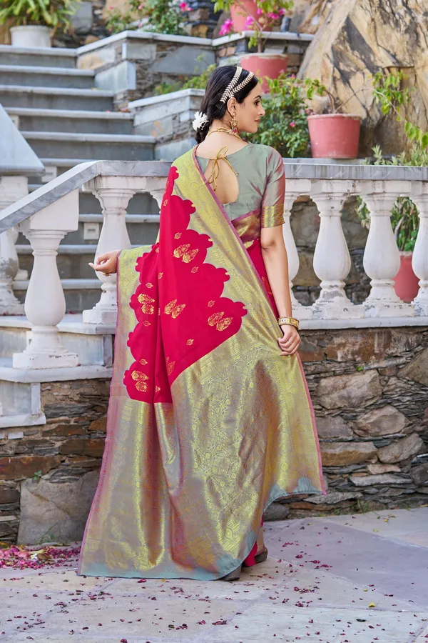 Pink_Grey_Georgette_Woven_Banarasi_Jacquard_Saree_For_Women_|_With_Blouse_Piece