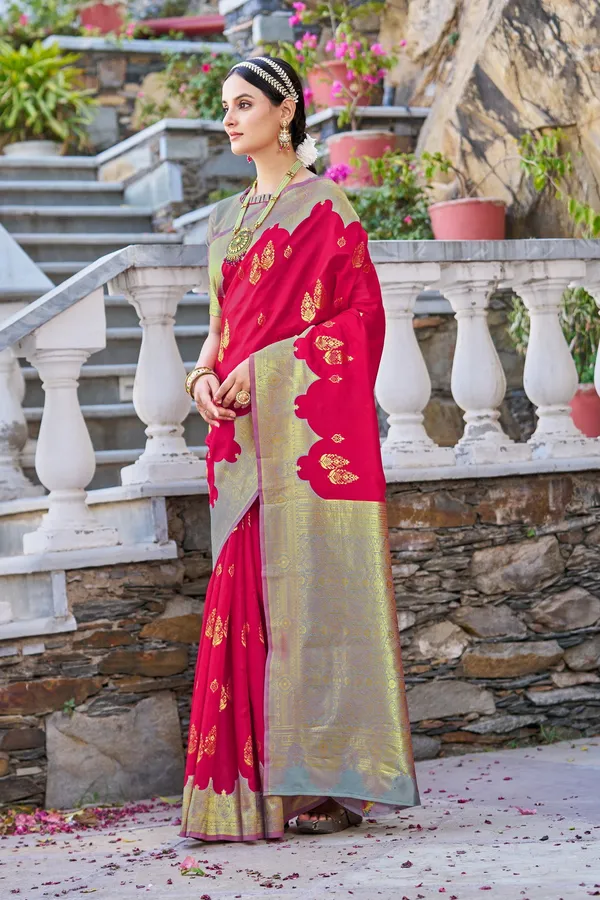 Pink_Grey_Georgette_Woven_Banarasi_Jacquard_Saree_For_Women_|_With_Blouse_Piece