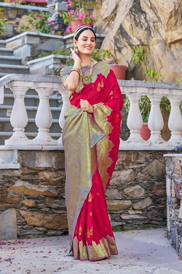 Pink_Grey_Georgette_Woven_Banarasi_Jacquard_Saree_For_Women_|_With_Blouse_Piece