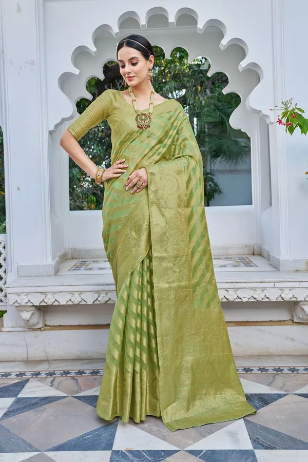 Light_Green_Organza_Banarasi_Jacquard_Woven_Saree_For_Women_|_With_Blouse_Piece