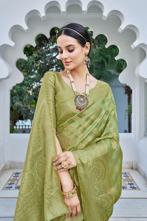 Light_Green_Organza_Banarasi_Jacquard_Woven_Saree_For_Women_|_With_Blouse_Piece