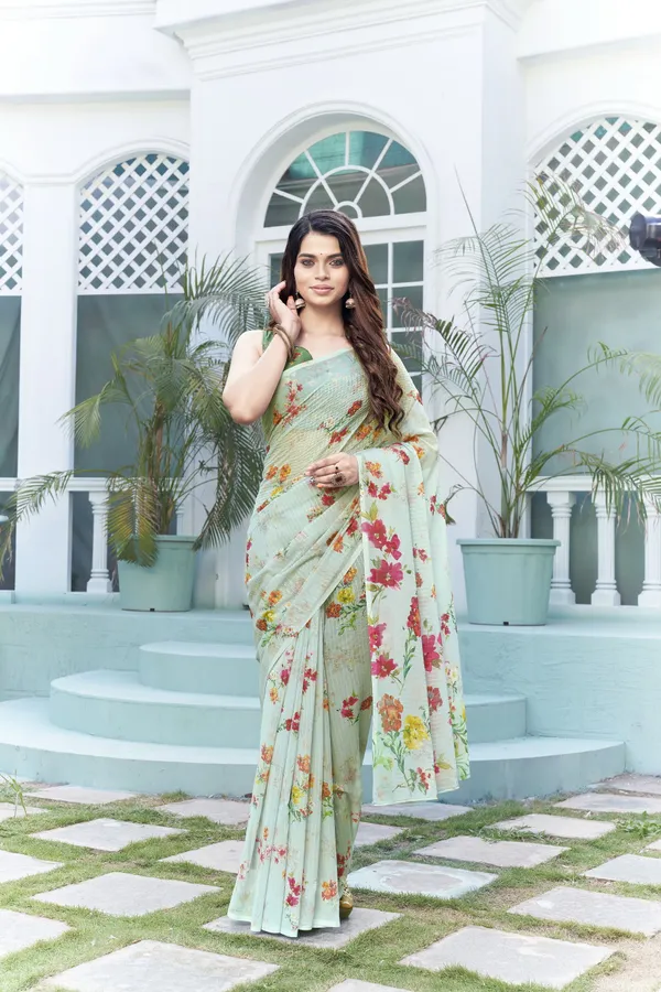 Light_Green_Georgette_Embroidered_Digital_Print_Saree_For_Women_|_With_Blouse_Piece