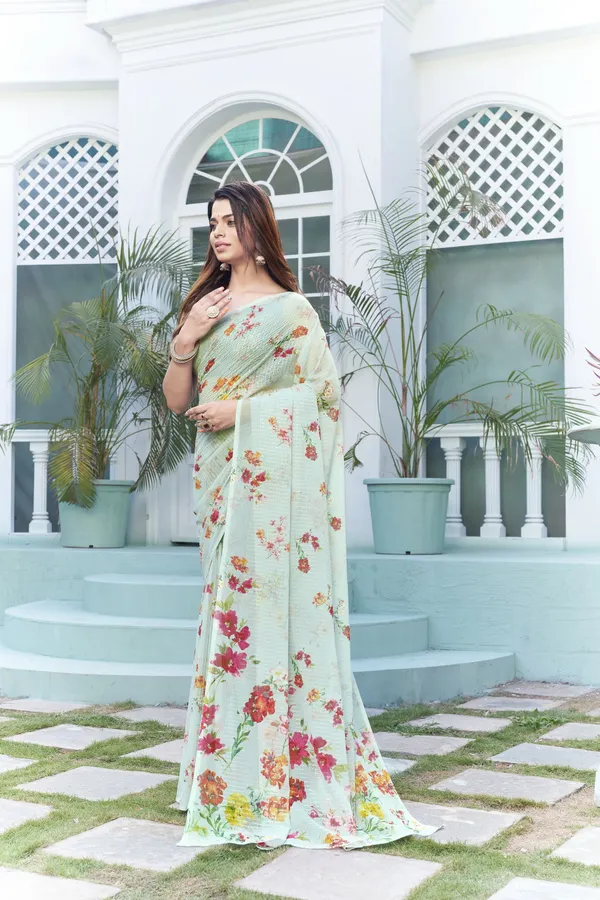 Light_Green_Georgette_Embroidered_Digital_Print_Saree_For_Women_|_With_Blouse_Piece
