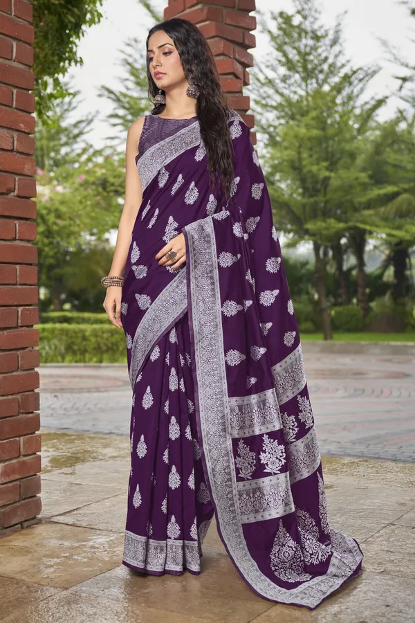Purple_Georgette_Banarasi_Jacquard_Woven_Saree_For_Women_|_With_Blouse_Piece