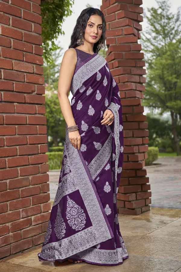 Purple_Georgette_Banarasi_Jacquard_Woven_Saree_For_Women_|_With_Blouse_Piece
