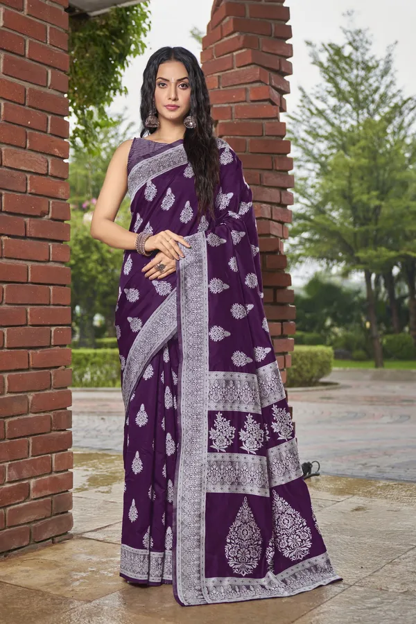 Purple_Georgette_Banarasi_Jacquard_Woven_Saree_For_Women_|_With_Blouse_Piece