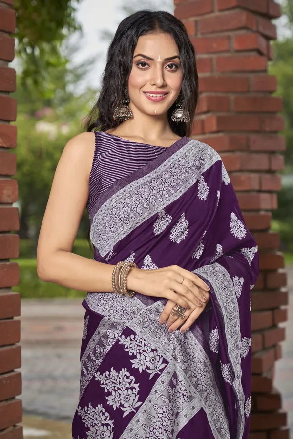 Purple_Georgette_Banarasi_Jacquard_Woven_Saree_For_Women_|_With_Blouse_Piece