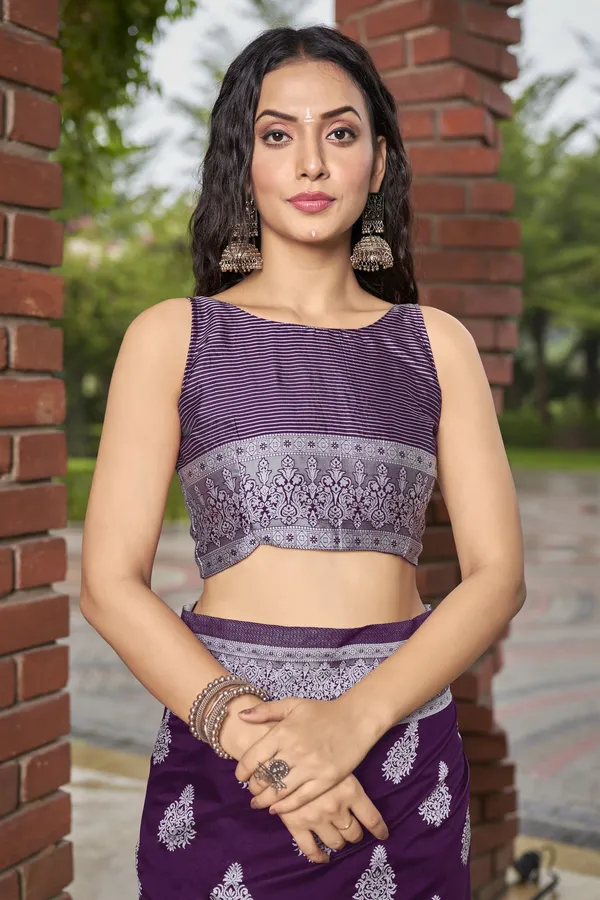 Purple_Georgette_Banarasi_Jacquard_Woven_Saree_For_Women_|_With_Blouse_Piece