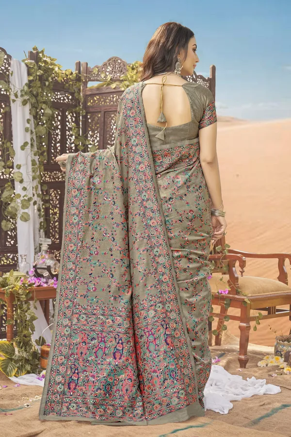 Grey_Kalamkari_Jacquard_Silk_Blend_Woven_Saree_For_Women_|_With_Blouse_Piece