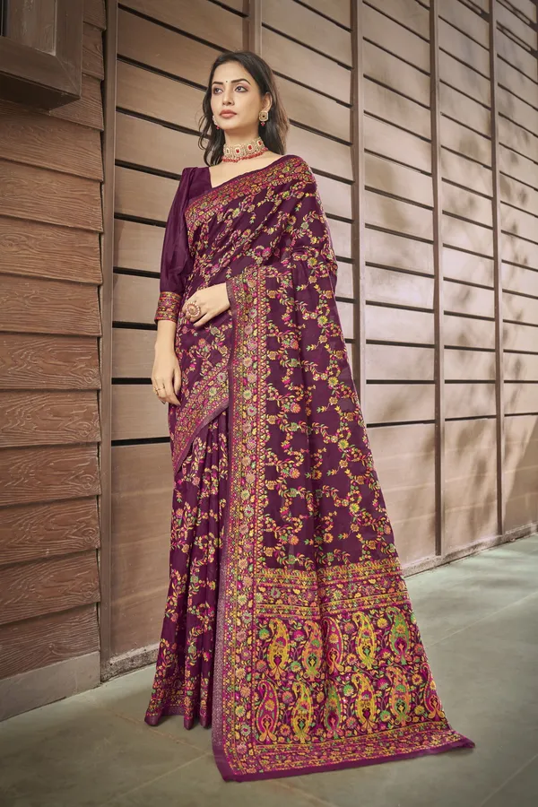 Purple_Georgette_Woven_Kalamkari_Jacquard_Saree_For_Women_|_With_Blouse_Piece