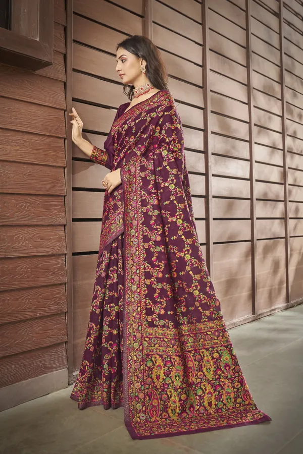 Purple_Georgette_Woven_Kalamkari_Jacquard_Saree_For_Women_|_With_Blouse_Piece