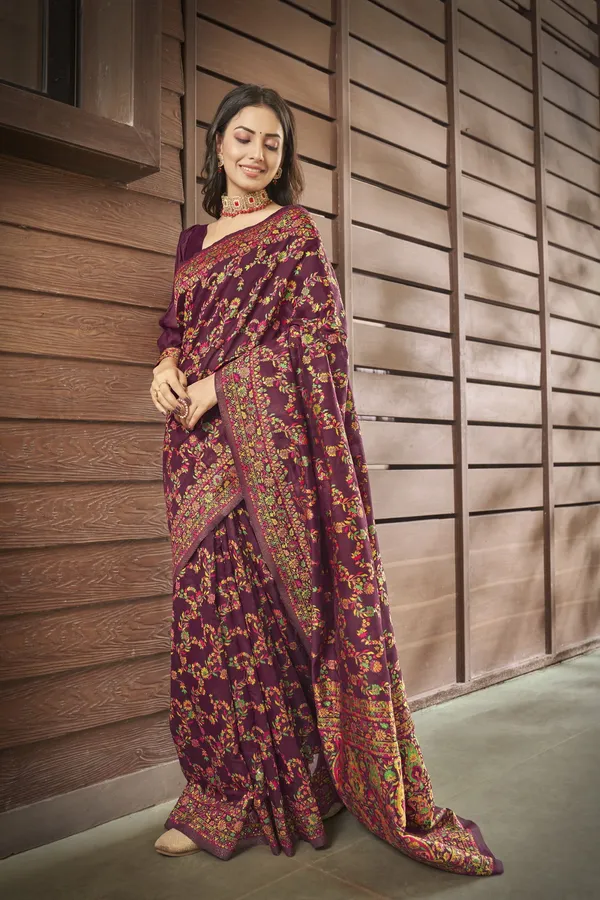 Purple_Georgette_Woven_Kalamkari_Jacquard_Saree_For_Women_|_With_Blouse_Piece