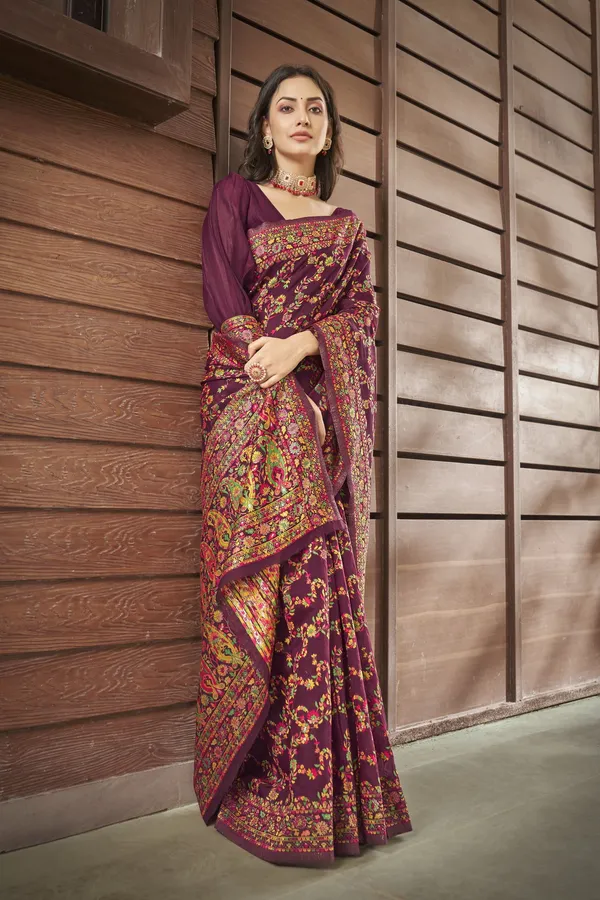 Purple_Georgette_Woven_Kalamkari_Jacquard_Saree_For_Women_|_With_Blouse_Piece