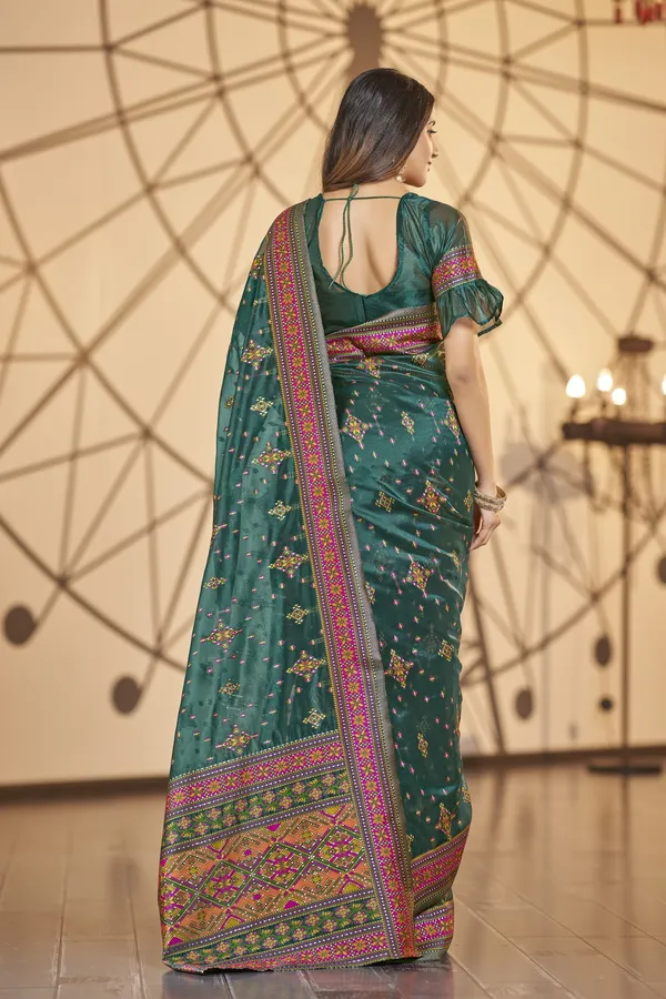 Light_Green_Organza_Kanjivaram_Jacquard_Meenakari_Saree_For_Women_|_With_Blouse_Piece