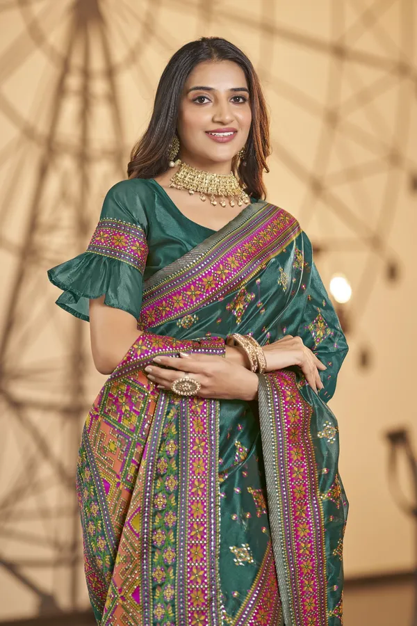 Light_Green_Organza_Kanjivaram_Jacquard_Meenakari_Saree_For_Women_|_With_Blouse_Piece