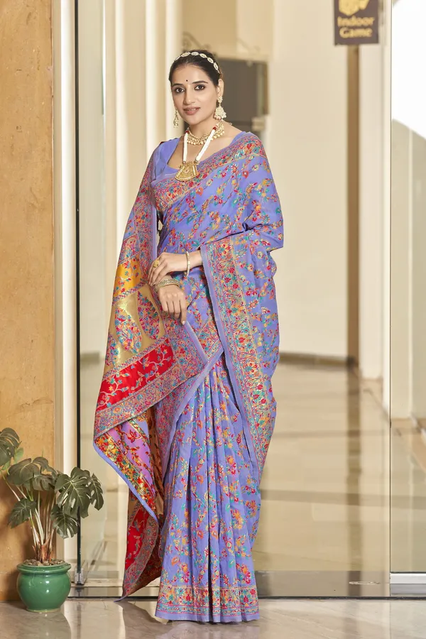 Purple_Georgette_Kalamkari_Jacquard_Woven_Saree_For_Women_|_With_Blouse_Piece