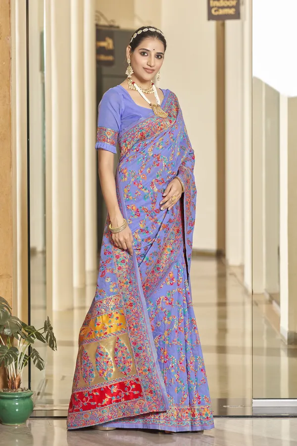 Purple_Georgette_Kalamkari_Jacquard_Woven_Saree_For_Women_|_With_Blouse_Piece