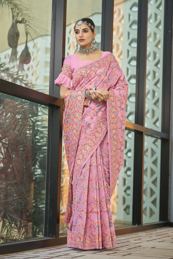 Pink_Silk_Blend_Kalamkari_Jacquard_Meenakari_Woven_Saree_For_Women_|_With_Blouse_Piece