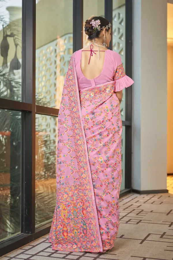 Pink_Silk_Blend_Kalamkari_Jacquard_Meenakari_Woven_Saree_For_Women_|_With_Blouse_Piece