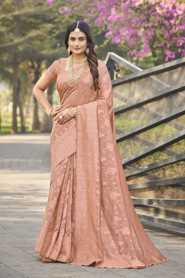 Pink_Georgette_Banarasi_Jacquard_Woven_Silk_Blend_Saree_For_Women_|_With_Blouse_Piece