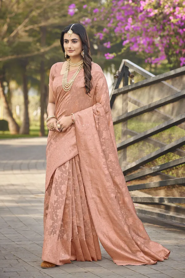 Pink_Georgette_Banarasi_Jacquard_Woven_Silk_Blend_Saree_For_Women_|_With_Blouse_Piece