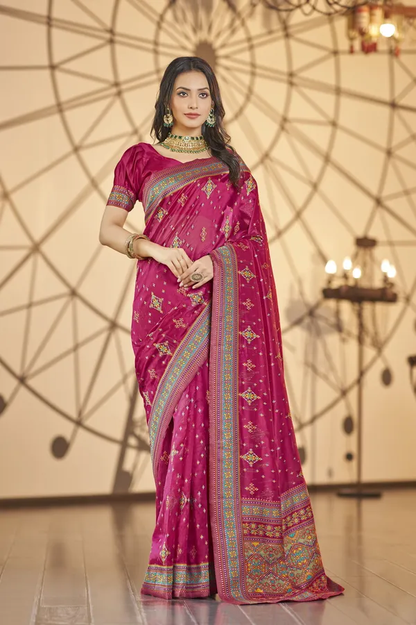 Pink_Organza_Woven_Kanjivaram_Jacquard_Saree_For_Women_|_With_Blouse_Piece