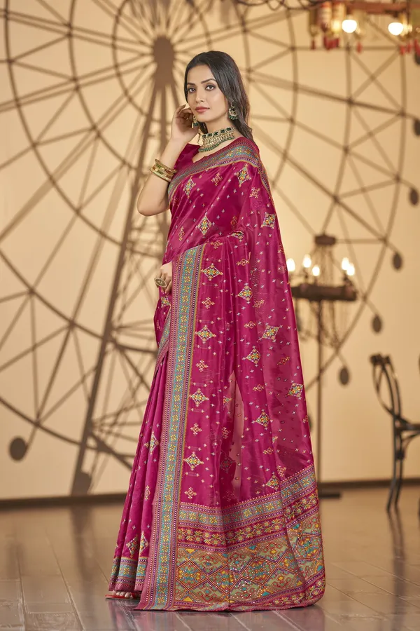 Pink_Organza_Woven_Kanjivaram_Jacquard_Saree_For_Women_|_With_Blouse_Piece