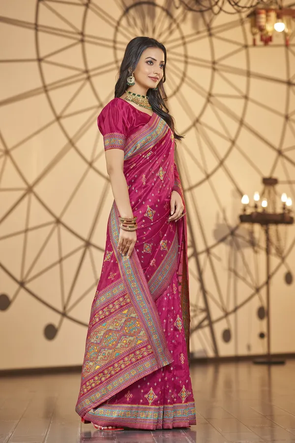 Pink_Organza_Woven_Kanjivaram_Jacquard_Saree_For_Women_|_With_Blouse_Piece