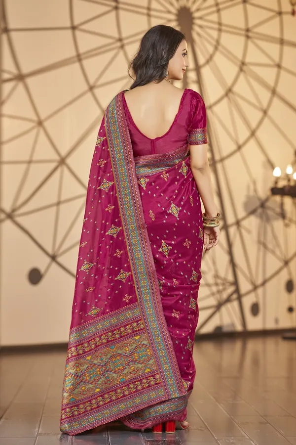 Pink_Organza_Woven_Kanjivaram_Jacquard_Saree_For_Women_|_With_Blouse_Piece