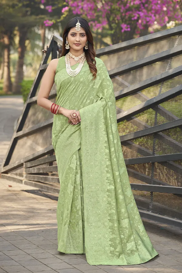Light_Green_Silk_Blend_Jacquard_Banarasi_Kalamkari_Woven_Saree_For_Women_|_With_Blouse_Piece