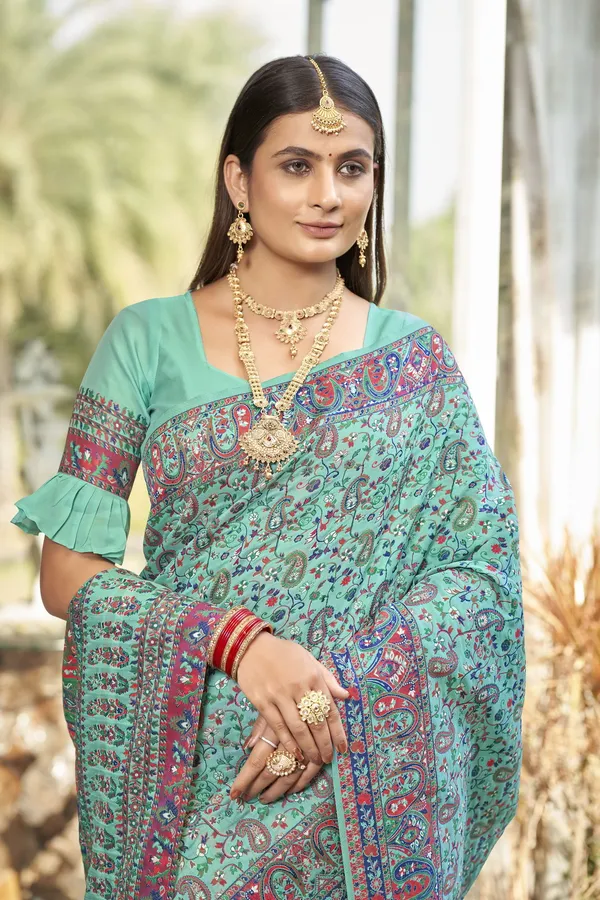 Light_Green_Banarasi_Silk_Jacquard_Meenakari_Woven_Saree_For_Women_|_With_Blouse_Piece