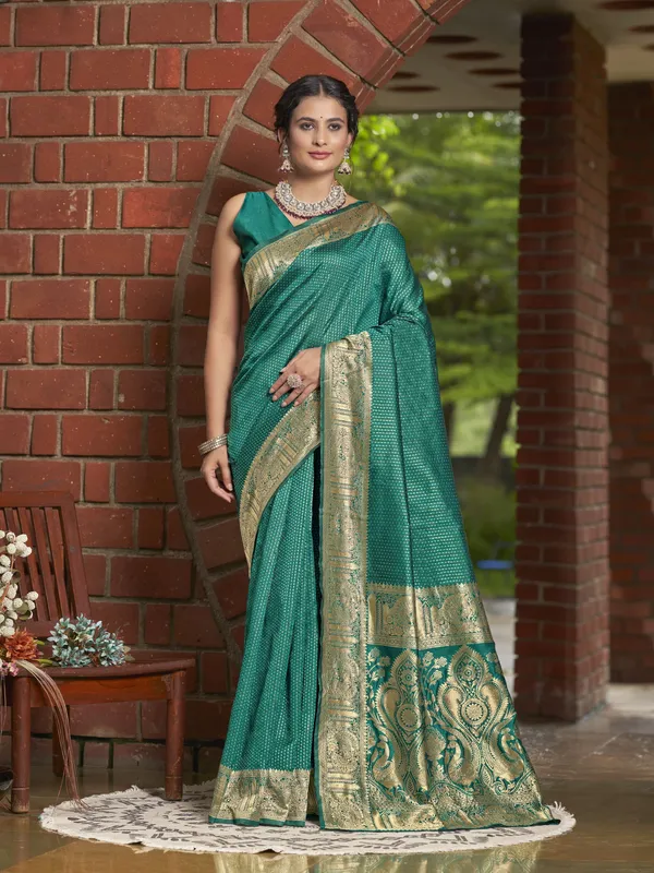 Light_Green_Georgette_Banarasi_Jacquard_Woven_Saree_For_Women_|_With_Blouse_Piece