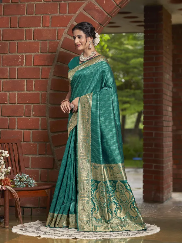 Light_Green_Georgette_Banarasi_Jacquard_Woven_Saree_For_Women_|_With_Blouse_Piece