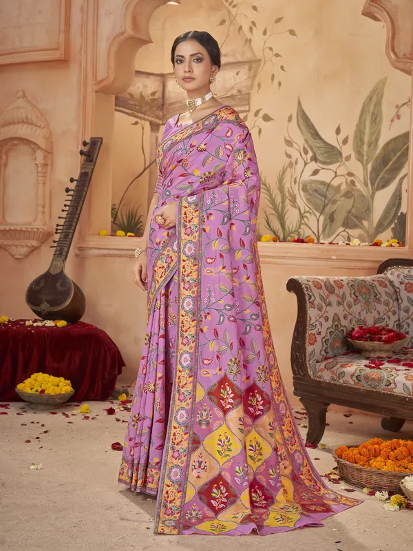 Pink_Georgette_Banarasi_Jacquard_Meenakari_Woven_Saree_For_Women_|_With_Blouse_Piece