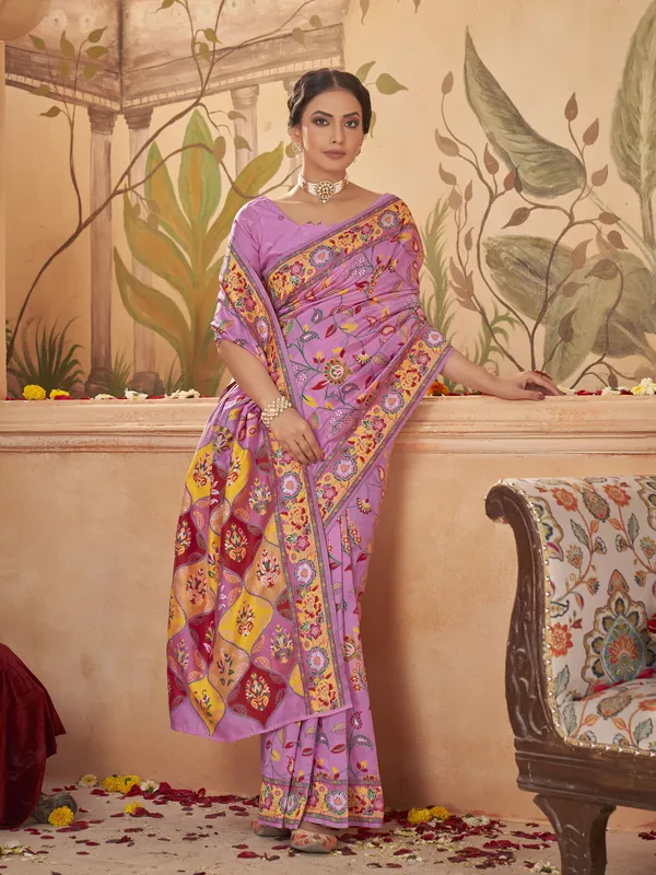Pink_Georgette_Banarasi_Jacquard_Meenakari_Woven_Saree_For_Women_|_With_Blouse_Piece