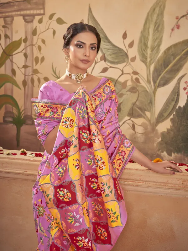 Pink_Georgette_Banarasi_Jacquard_Meenakari_Woven_Saree_For_Women_|_With_Blouse_Piece