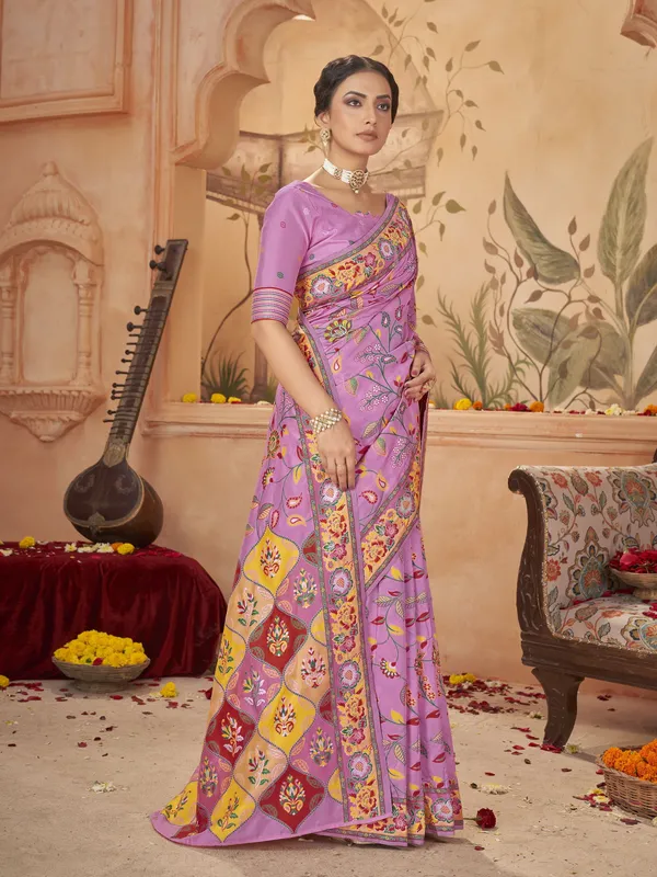 Pink_Georgette_Banarasi_Jacquard_Meenakari_Woven_Saree_For_Women_|_With_Blouse_Piece