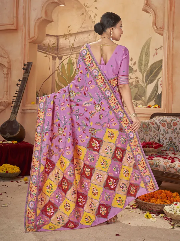 Pink_Georgette_Banarasi_Jacquard_Meenakari_Woven_Saree_For_Women_|_With_Blouse_Piece
