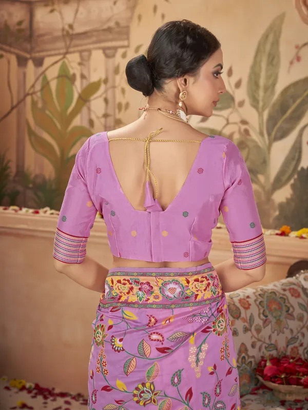 Pink_Georgette_Banarasi_Jacquard_Meenakari_Woven_Saree_For_Women_|_With_Blouse_Piece